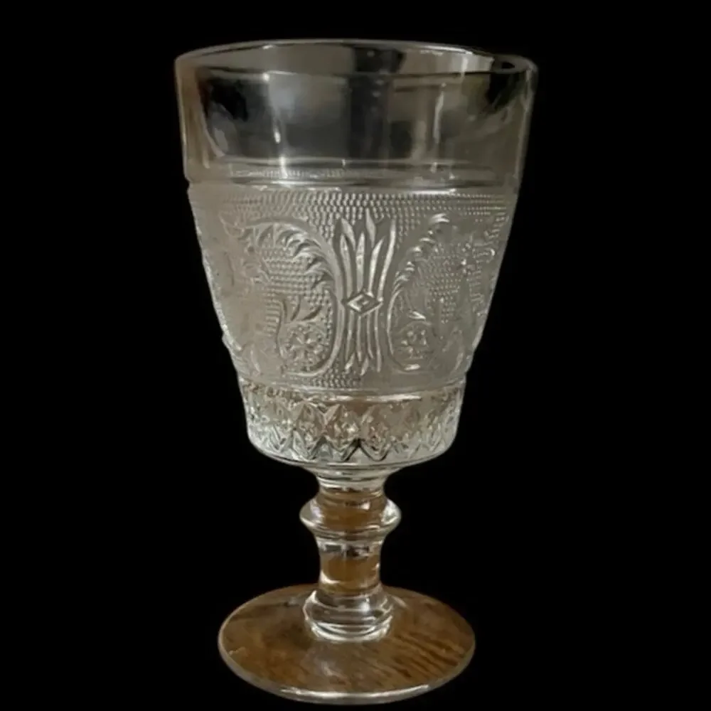 Duncan & Miller Sandwich Glass Stemmed Water Goblet Vintage Collectible